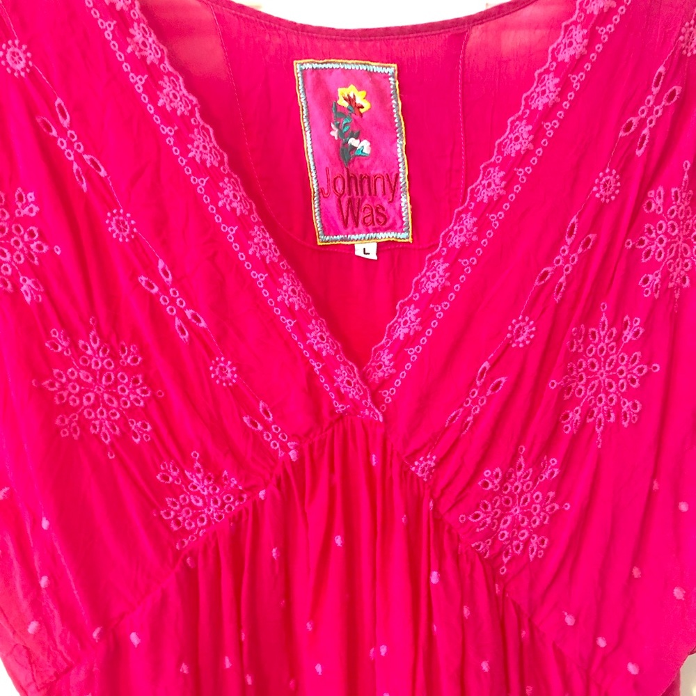 FINAL PRICE: Johnny Was silk, baby doll top